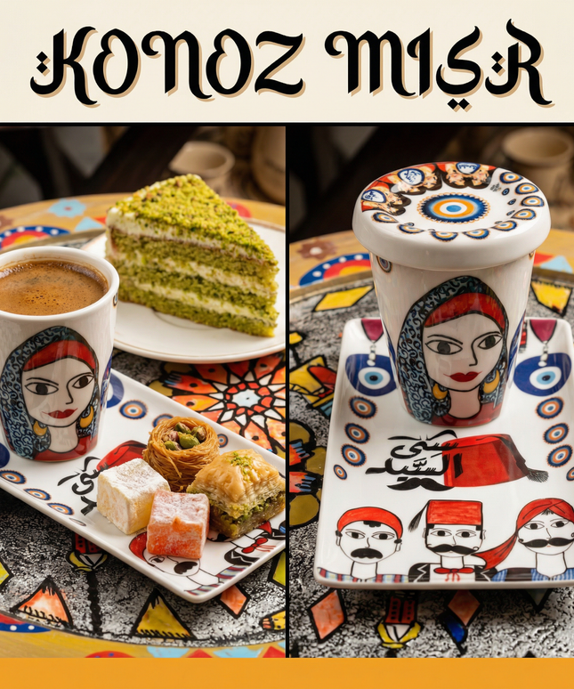  كوب سي السيد الكبير مع غطاء بورسلين وصينية تقديم - هدية تراثية مثالية للرجال وعشاق الكوميديا المصرية
