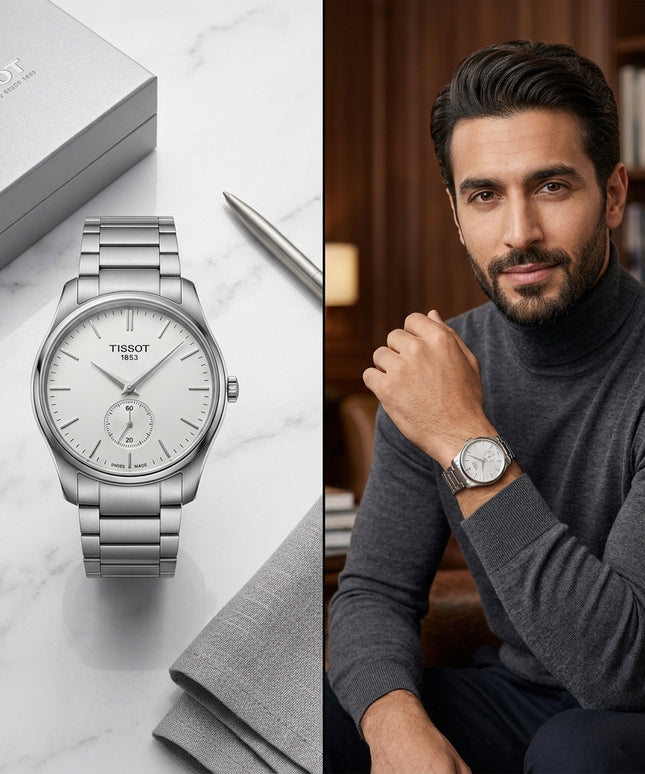"ساعة Zara Professional White من كنوز مصر – ستيل فاخر جداً 316L، ميناء أبيض ناصع مع نقوش عالية الجودة، نافذة تاريخ واضحة جداً، أرقام عريضة وأرقام رومانية مختلطة، حركة كوارتز سويسري دقيق، عقارب فضية براقة، مقاومة ماء 150 متر، سلسلة ستيل مصقولة ناعمة، وزن 210 غرام، حجم 42 مم، ضمان 36 شهر"

