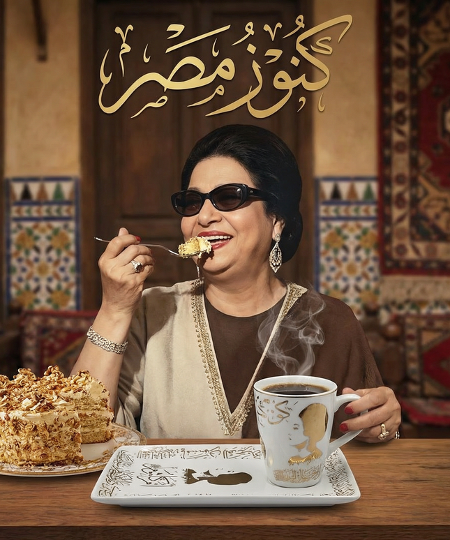  طقم كوكب الشرق أم كلثوم التراثي من بورسلين فتحي محمود - تحفة فنية بغطاء وصينية مزينة بصور وكلمات أغاني الست من كنوز مصر
