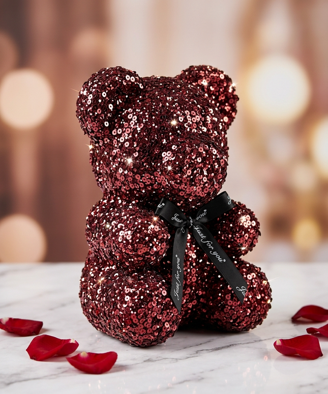 دب الجالاكسي النجمي من مجموعة الأحلام المتلألئة - مزيج ساحر من الأزرق الداكن والبنفسجي مع ترتر قزحي متعدد الألوان يتغير مع الضوء - شريطة Just for You ذهبية أنيقة - خلفية فضائية زرقاء داكنة مليئة بالنجوم المتلألئة - هدية فريدة وغير تقليدية تحاكي جمال الكون - كنوز مصر
