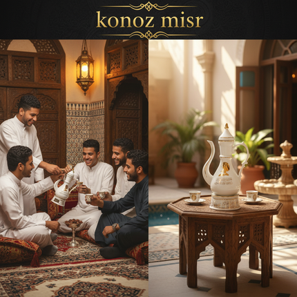 طريقة تقديم القهوة العربية بإبريق سراج الكرام البورسلين - حجم مثالي وتصميم أنيق للمناسبات والعزائم الراقية