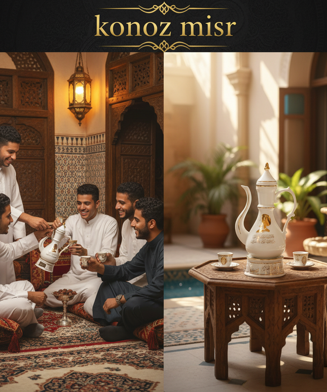 طريقة تقديم القهوة العربية بإبريق سراج الكرام البورسلين - حجم مثالي وتصميم أنيق للمناسبات والعزائم الراقية