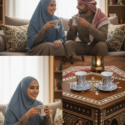 فناجين بورسلين مريحة وهادئة مثالية للاستخدام اليومي - طقم جلسة صفا عالي الجودة
