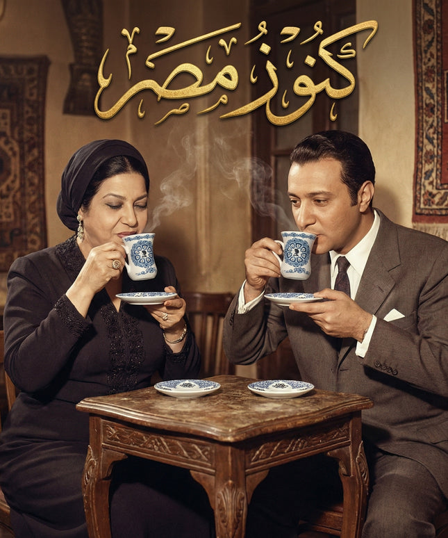  طقم فناجين إستكانة جلسة صفا بورسلين فاخر بتصميم هادئ ومريح للنفس من فتحي محمود - كنوز مصر
