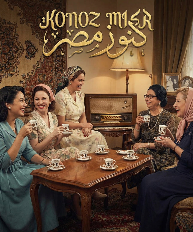 تفاصيل الزخارف الهندسية والخط العربي على طقم فناجين رونق الشرق - بورسلين فتحي محمود
