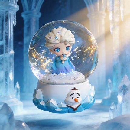 كرة ثلج سحرية Frozen Elsa من مجموعة حكايات الأحلام - إلسا ملكة الثلج بشعر أشقر مضفر وفستان أزرق ثلجي - قاعدة بيضاء مزينة بأولاف ثلاثي الأبعاد وقطع جليدية - خلفية قصر إلسا الجليدي في عالم شتوي - نثريات ثلجية بيضاء كثيفة - إضاءة LED زرقاء وموسيقى Let it Go - شخصية ديزني الشهيرة - هدية ملكية للأميرات - من كنوز مصر
