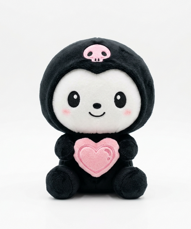 دب باندا عاشق من مجموعة نبضات الحب والمرح - ألوان أبيض وأسود كلاسيكية - يحمل قلباً وردياً كبيراً مطرزاً بكلمة LOVE بيضاء أنيقة - عيون سوداء لامعة وابتسامة هادئة - قطيفة مخملية ناعمة جداً - حشوة قطن PP عالية الجودة - وضعية الجلوس - خلفية بيضاء نظيفة - هدية رومانسية مثالية - كنوز مصر
