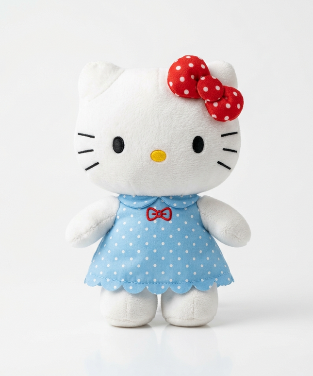 هالو كيتي الكلاسيكية من مجموعة أيقونة الأناقة والحنان - التصميم الأصلي الأيقوني منذ 1974 - جسم أبيض ناصع بالكامل - قطيفة بيضاء ناعمة جداً - فيونكة حمراء منقطة بالأبيض على الأذن اليسرى - وجه أبيض مطرز بدقة يابانية - عينان سوداء بيضاوية صغيرة - أنف أصفر صغير - شوارب سوداء ثلاثية - بدون فم السمة الشهيرة - أذنان بيضاء مستديرة - حشوة قطن PP - خلفية بيضاء نظيفة - هدية كلاسيكية للبنات - كنوز مصر
