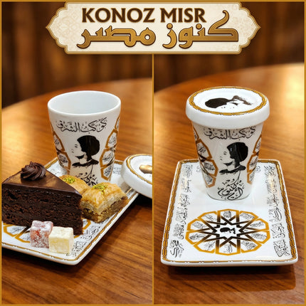 بورسلين فتحي محمود عالي الجودة - أكواب كبيرة عملية بغطاء للاستخدام اليومي