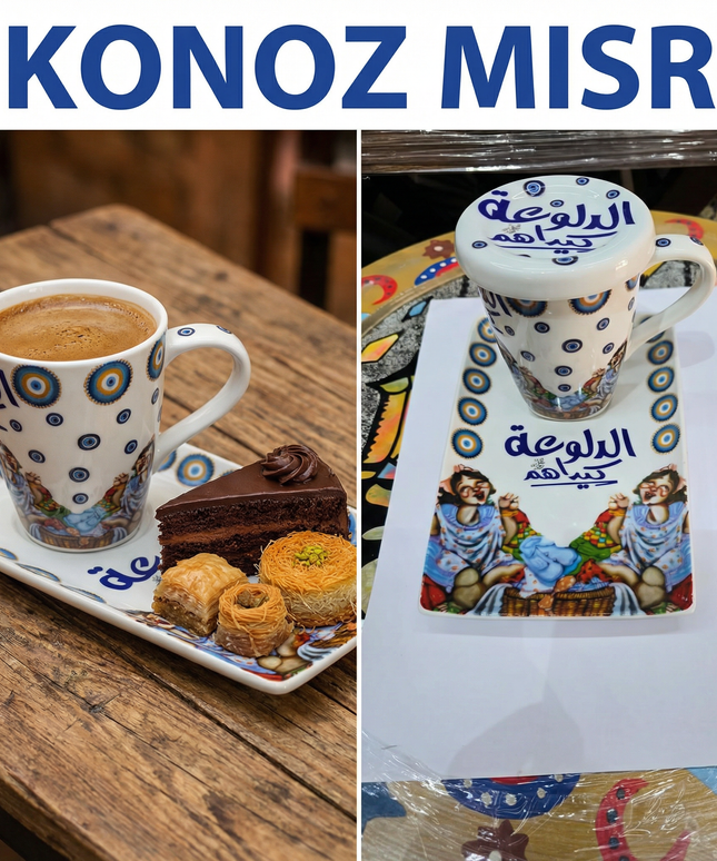  رسومات ملونة مبهجة عصرية على بورسلين فتحي محمود عالي الجودة - تصميم الست الدلوعة بألوان زاهية
