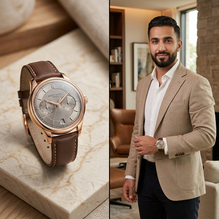 ساعة Professional Black Steel Date الفاخرة جداً - ستيل 904L مع جلد أسود وميناء أسود ونافذة تاريخ أوتوماتيك - كنوز مصر
