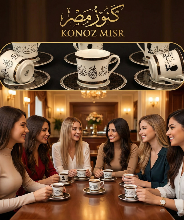  طقم قهوة ملكي للمكاتب والمناسبات الرسمية - فناجين الهيبة الملكية من كنوز مصر
