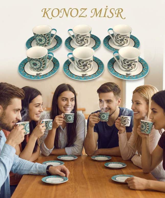  فناجين قهوة بتصميم اجتماعي دافئ للأصدقاء والعائلة - المصرية الألمانية للبورسلين
