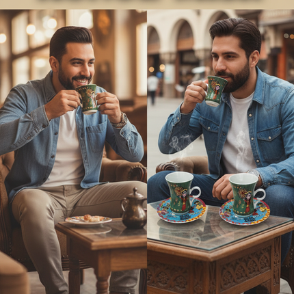  طقم قهوة تراثي مصري كهدية مثالية للمناسبات السعيدة والمغتربين - إستكانة الليلة الكبيرة
