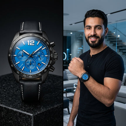 ساعة Emporio Armani Automatic Skeleton الفاخرة - ذهب وردي مع جلد براون وميناء أزرق هيكلي - كنوز مصر
