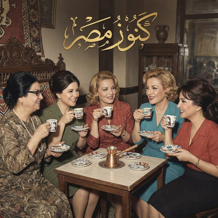 طقم فناجين قهوة "حكايات مصر" بورسلين فاخر - المصرية الألمانية فتحي محمود - تراث شعبي أصيل من كنوز مصر