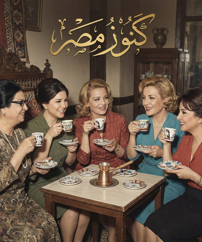 طقم فناجين قهوة "حكايات مصر" بورسلين فاخر - المصرية الألمانية فتحي محمود - تراث شعبي أصيل من كنوز مصر