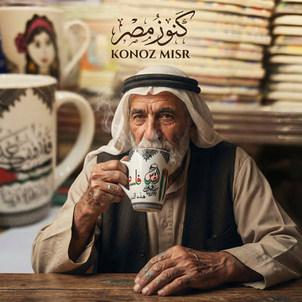 مج العزة والكرامة بورسلين فاخر من فتحي محمود - تصميم تراثي مصري أصيل - كنوز مصر
