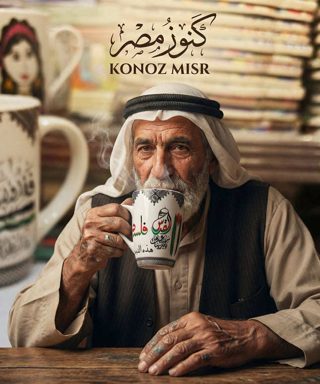 مج العزة والكرامة بورسلين فاخر من فتحي محمود - تصميم تراثي مصري أصيل - كنوز مصر
