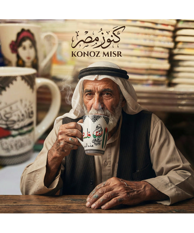 مج العزة والكرامة بورسلين فاخر من فتحي محمود - تصميم تراثي مصري أصيل - كنوز مصر
