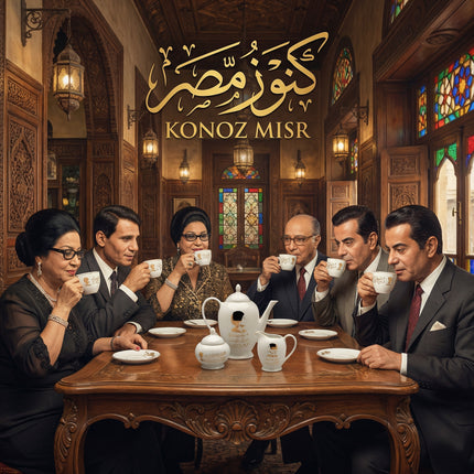 طقم الضيافة الملكية بورسلين فاخر 17 قطعة من فتحي محمود - تصميم كلاسيكي بنقوش ذهبية - كنوز مصر
