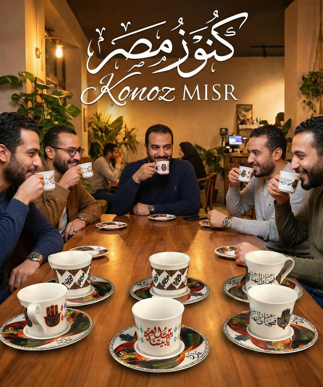  طقم بورسلين بنقوش عربية وخط إسلامي أنيق - المصرية الألمانية فتحي محمود
