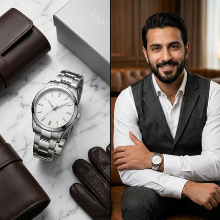 ساعة Loris White Minimalist - ستيل 316L مع ميناء أبيض وتصميم بسيط أنيق | كنوز مصر
