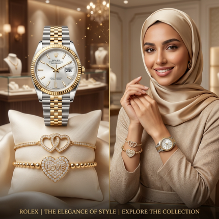 ساعة Rolex Datejust Elegance ستيل 904L مع ذهب 18K دائرية 36 ملم، أرقام رومانية ذهبية فاخرة، نافذة تاريخ دقيقة في تمام 3 صباحاً، عقارب ذهبية مجوفة، سلسلة جوبيليه مجوفة فخمة، حركة أوتوماتيكية ميكانيكية Rolex 2130 (بدون بطارية)، مقاومة ماء 100 متر، أيقونة عالمية معروفة، من كنوز مصر
