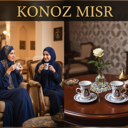  طقم فناجين إستكانة تجمع القلوب بورسلين فاخر بتصميم دافئ يعبر عن الحب والترابط من فتحي محمود - كنوز مصر
