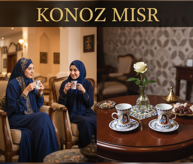  طقم فناجين إستكانة تجمع القلوب بورسلين فاخر بتصميم دافئ يعبر عن الحب والترابط من فتحي محمود - كنوز مصر
