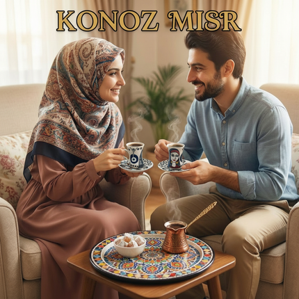 طقم قهوة كهدية عاطفية مثالية للعائلات والأزواج والأصدقاء وهدايا الصلح - إستكانة تجمع القلوب
