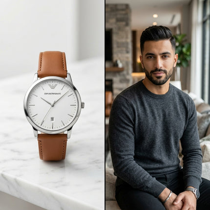ساعة Chronograph Rose Gold Premium الفاخرة جداً - ذهب وردي 18K مع جلد براون غامق وكرونوغراف أوتوماتيك - كنوز مصر
