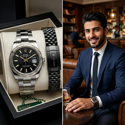 ساعة Aurora Champagne GMT - ستيل 316L مع ميناء شامبانيا وتقنية GMT السفر | كنوز مصر
