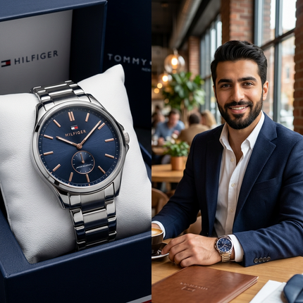 ساعة Casio Automatic White Day Date - ستيل 316L مع جلد براون وميناء أبيض | كنوز مصر
