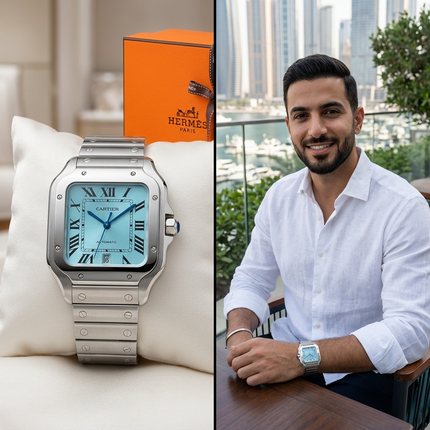 ساعة Vacheron Constantin Elegance الفاخرة جداً - ستيل 904L مع جلد براون وميناء رمادي نقشي - كنوز مصر
